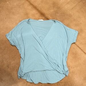 Double Zero Soft Blue Wrap Blouse